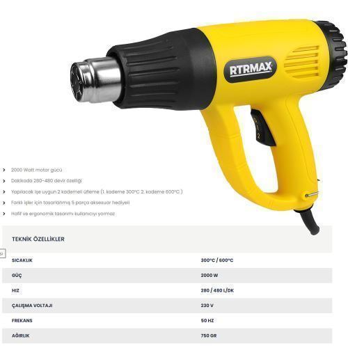 RTM 303 A SICAK HAVA TABANCASI 2000W